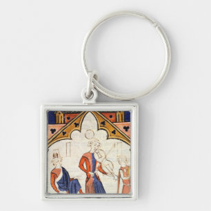 Musicians Playing a Viola and a Tambourine Key Ring