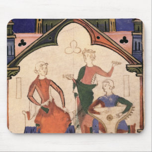 Musicians playing castanets and a psaltery mouse mat