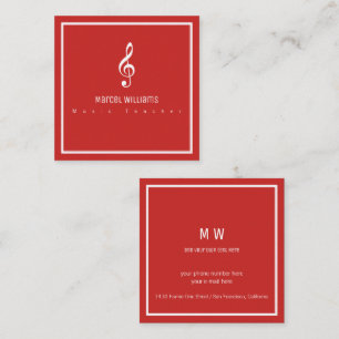 musician's red business card with musical note