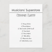 Musicians' Superstore Shopping List