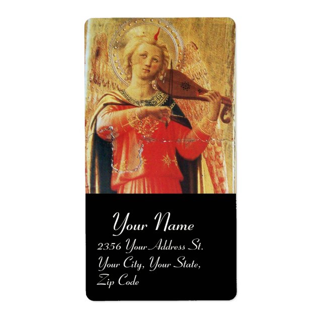 MUSIICAL ANGEL IN RED AND GOLD ,Black (Front)