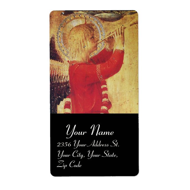 MUSIICAL ANGEL IN RED AND GOLD ,Black (Front)