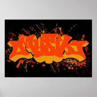 Musik orange yellow splatter poster
