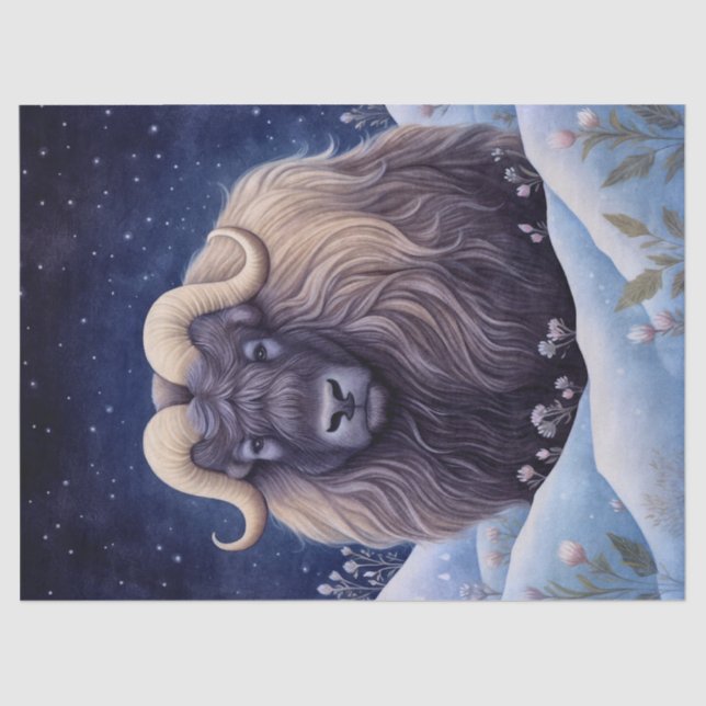 Musk Ox Boho Mystical Art Tissue Paper (Front)