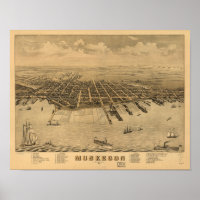 Muskegon Michigan 1874 Antique Panoramic Map