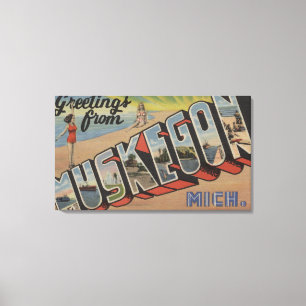 Muskegon, Michigan - Large Letter Scenes 2 Canvas Print