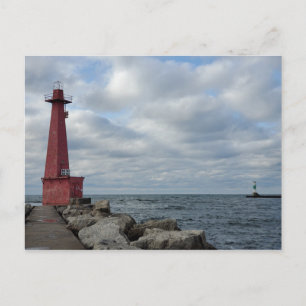 Muskegon South Breakwater Light, Lake Michigan Postcard