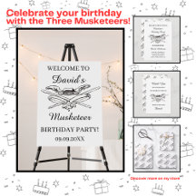 Musketeer Hero Birthday Party Personalise Welcome