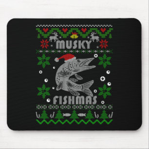 Muskie Angler Fishmas Musky Fishing Gifts Ugly Chr Mouse Mat