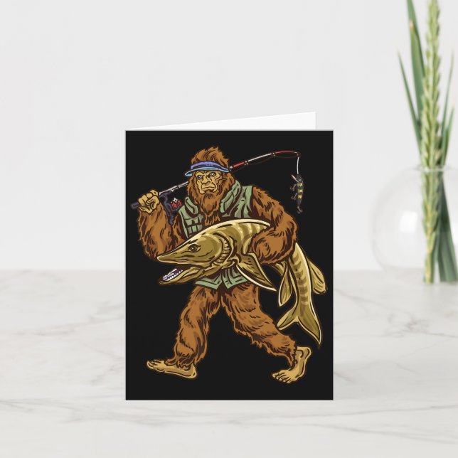 Muskie Fishing Bigfoot Musky Hunting Fishermen 1  Card (Front)