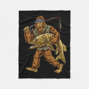 Muskie Fishing Bigfoot Musky Hunting Fishermen Fleece Blanket