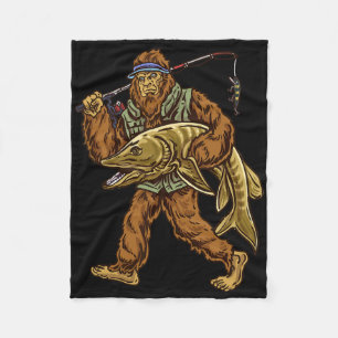 Muskie Fishing Bigfoot Musky Hunting Fishermen  Fleece Blanket