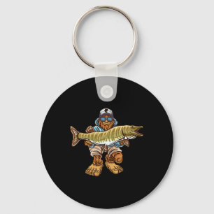 Muskie Fishing Bigfoot Musky Hunting Fishermen Key Ring