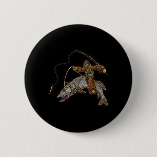 Muskie Fishing Tiger Musky Hunting Bigfoot Fisherm 6 Cm Round Badge