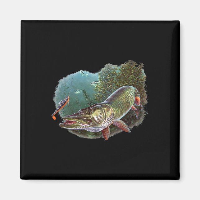 Muskie Hunter Musky Fisherman Fly Fishing Lure Nov Magnet (Front)