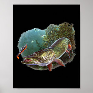 Muskie Hunter Musky Fisherman Fly Fishing Lure Nov Poster