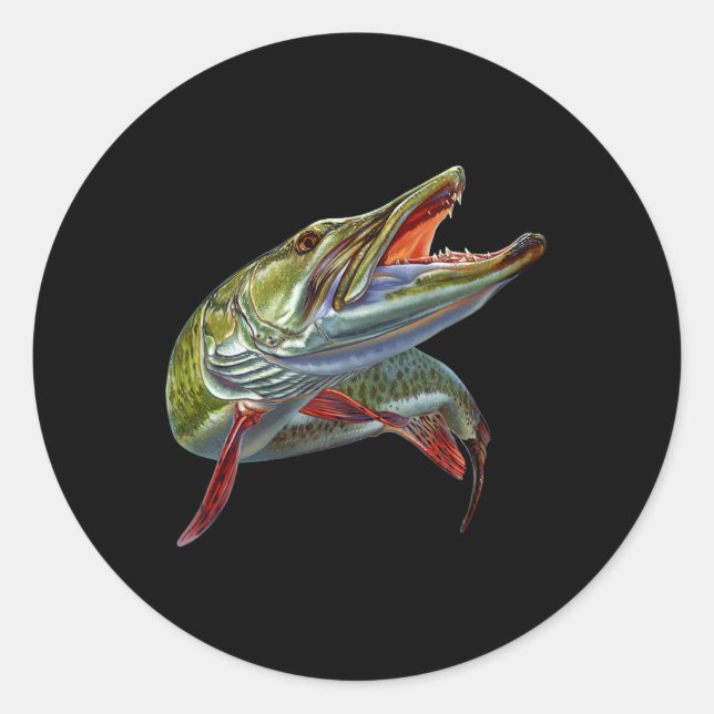 Muskie Hunter Musky Fisherman Lure Fly Fishing Nov Classic Round Sticker (Front)