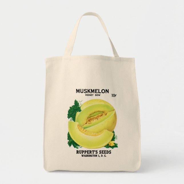 Muskmelon ( Honey Dew) Seed Packet Label Tote Bag (Front)