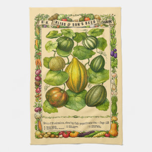 Muskmelon Retro Victorian Era Botanical Art Tea Towel