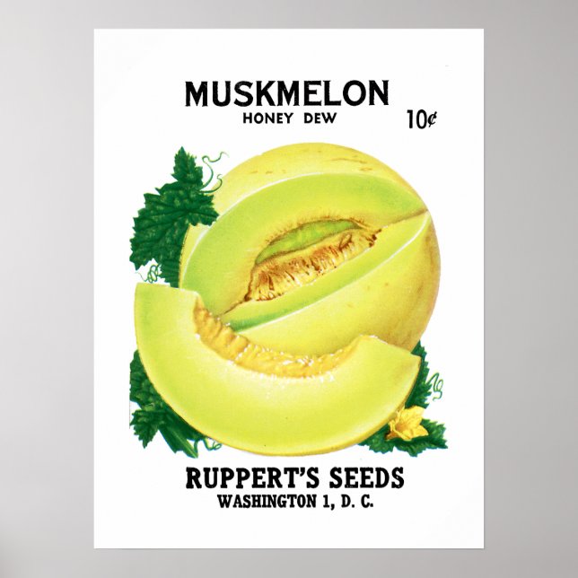Muskmelon Seed Packet Label Poster (Front)