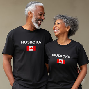 Muskoka Canada Canadian Flag Dark Color T-Shirt
