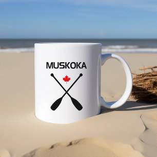 Muskoka Canada Crossed Paddle Oars Maple Leaf Coffee Mug
