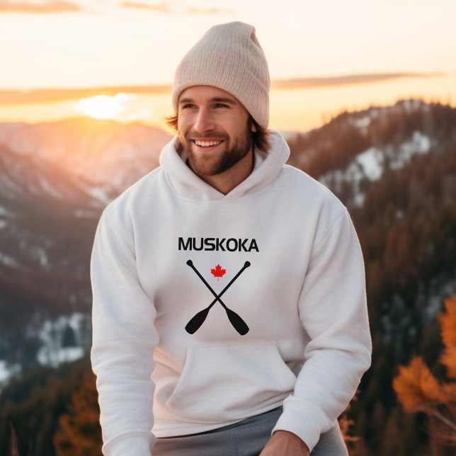 Muskoka Canada Crossed Paddle Oars Maple Leaf Hoodie (Creator Uploaded)