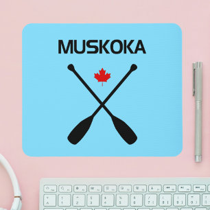 Muskoka Canada Crossed Paddle Oars Maple Leaf Mouse Mat