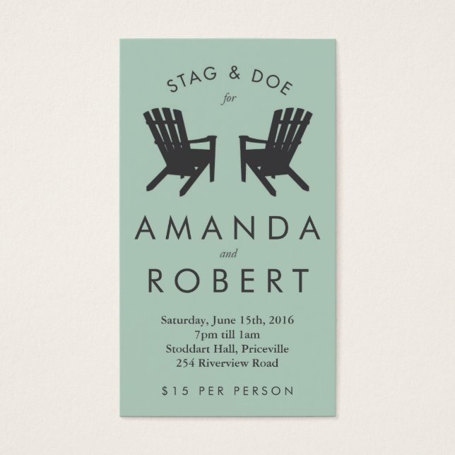 Muskoka Chair Stag and Doe Ticket, Aqua (Front)