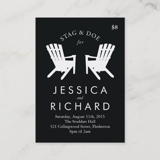 Muskoka Chair Stag and Doe Ticket // Black & White (Front)