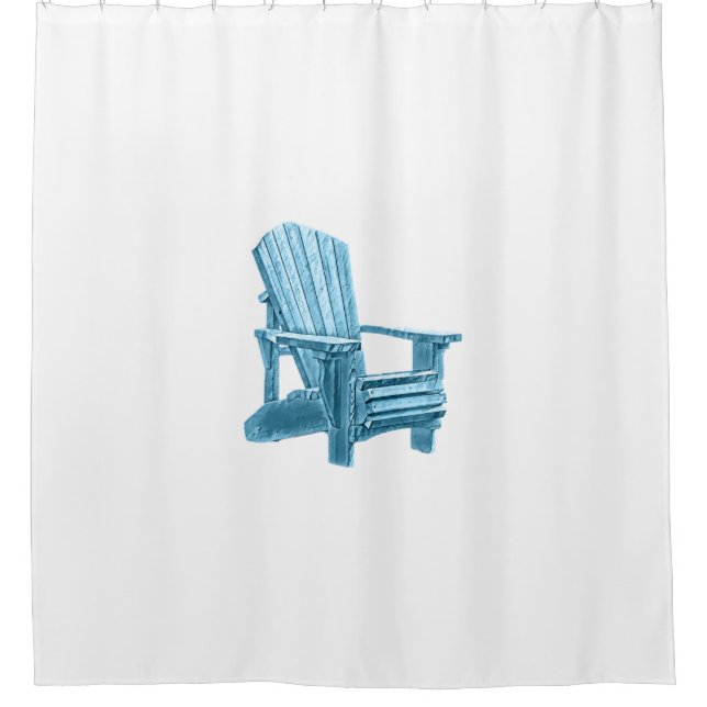 Muskoka Chair Watercolor Blue Shower Curtain (Front)