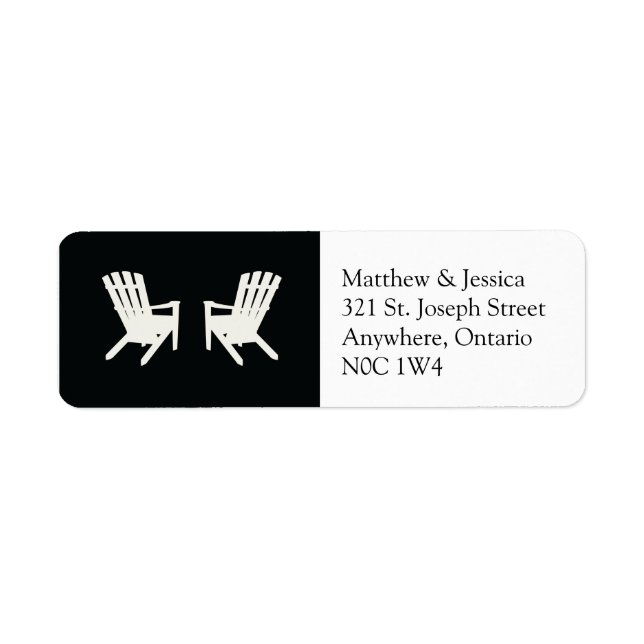Muskoka Chair Wedding Return Address //  Black (Front)