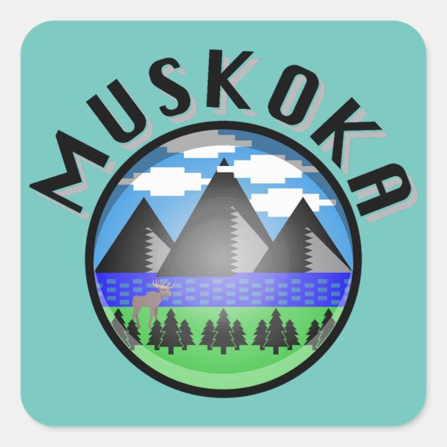 Muskoka Design (Version 2) - Beach Towel Square Sticker (Front)
