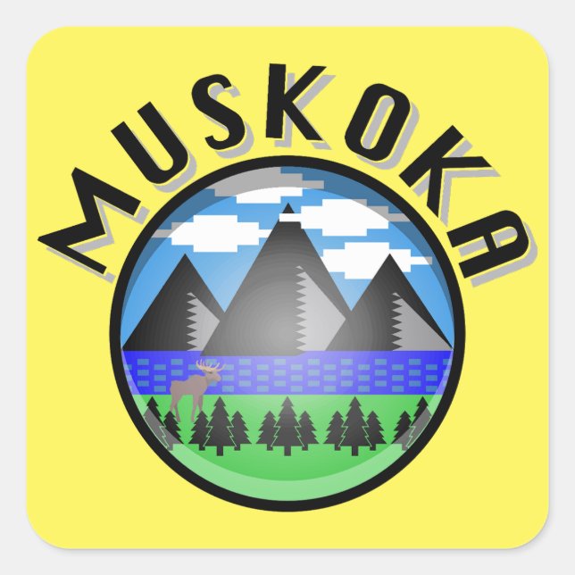 Muskoka Design (Version 2) - Beach Towel Square Sticker (Front)