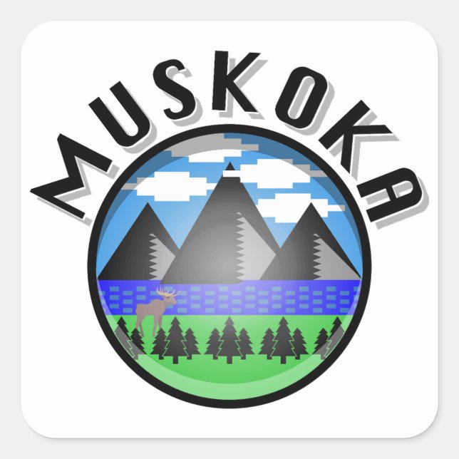 Muskoka Design (Version 2) - Beach Towel Square Sticker (Front)