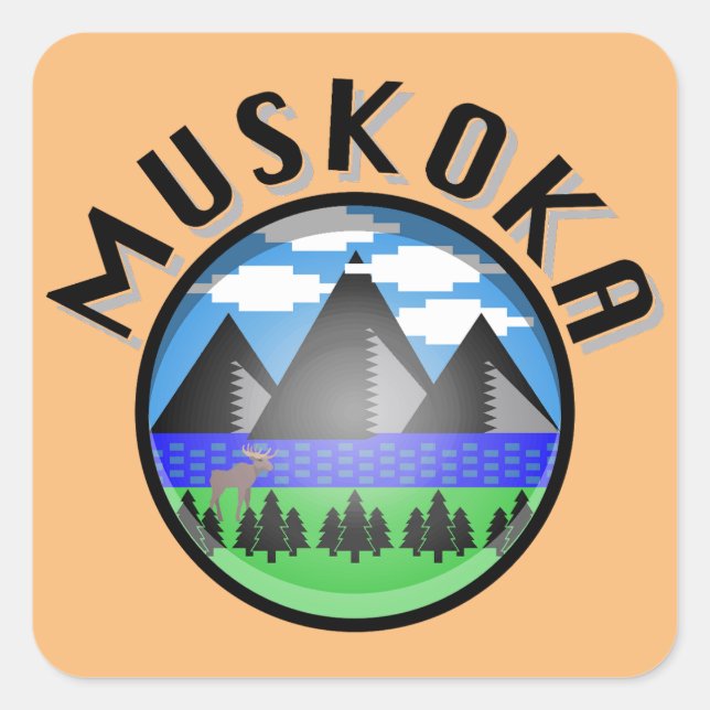 Muskoka Design (Version 2) - Beach Towel Square Sticker (Front)