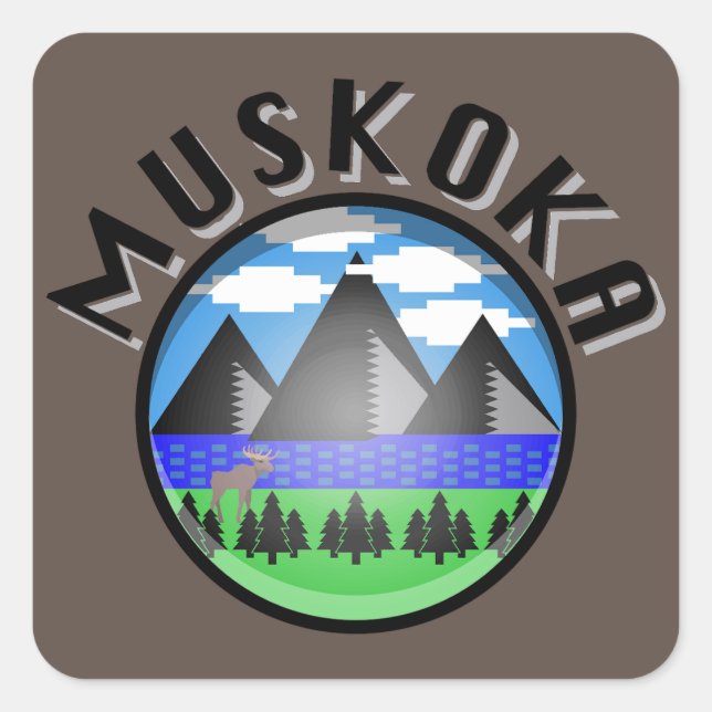 Muskoka Design (Version 2) - Beach Towel Square Sticker (Front)