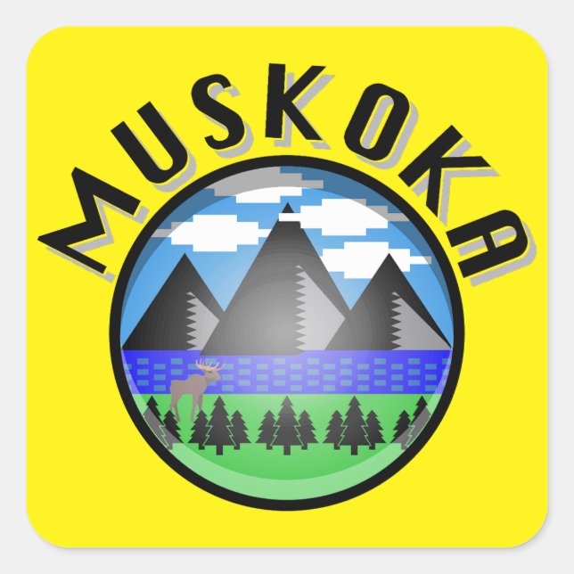 Muskoka Design (Version 2) - Beach Towel Square Sticker (Front)