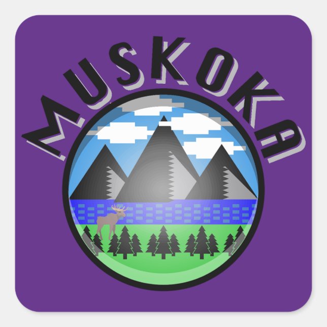 Muskoka Design (Version 2) - Beach Towel Square Sticker (Front)