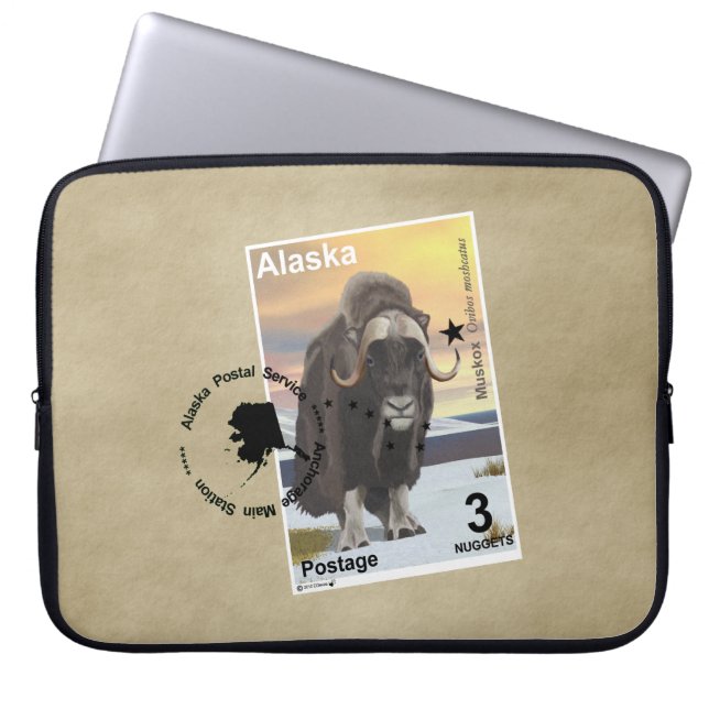 Muskox Stamp Souvenir Laptop Sleeve (Front)