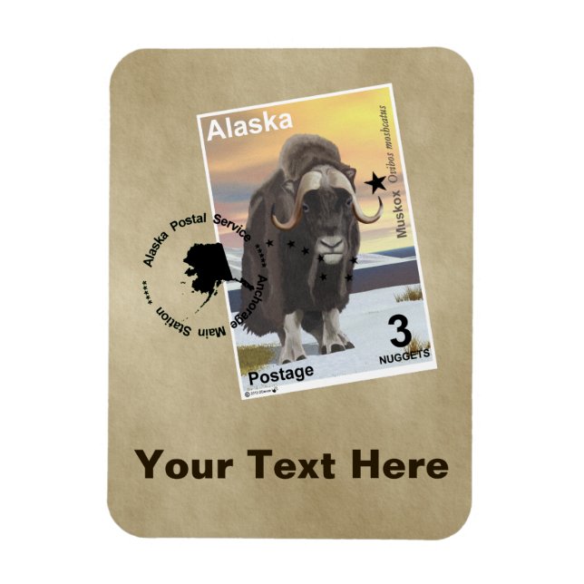 Muskox Stamp Souvenir Magnet (Vertical)