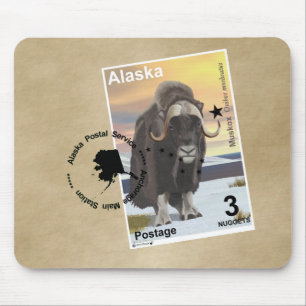 Muskox Stamp Souvenir Mouse Mat