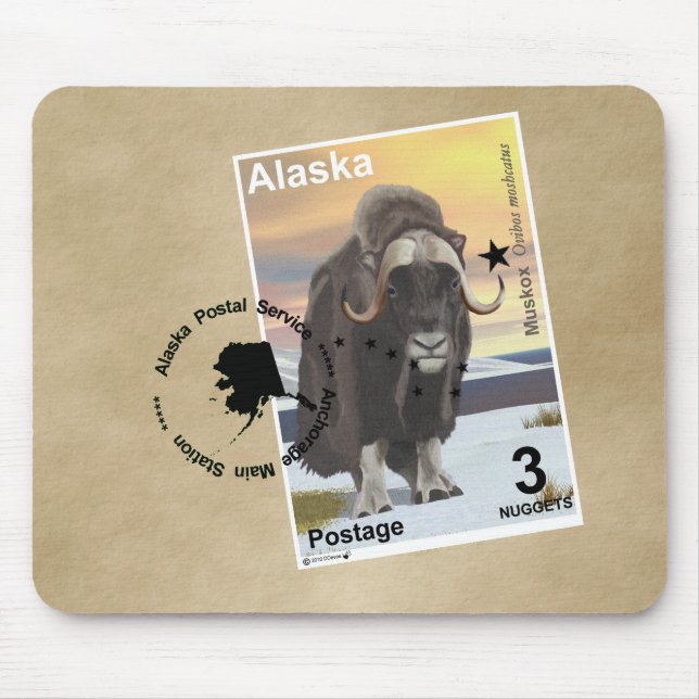 Muskox Stamp Souvenir Mouse Mat (Front)