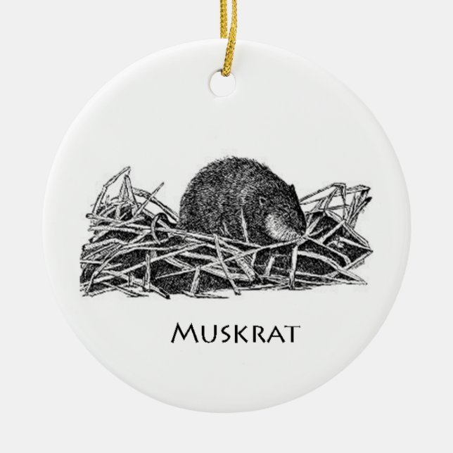 Muskrat Ceramic Tree Decoration (Front)