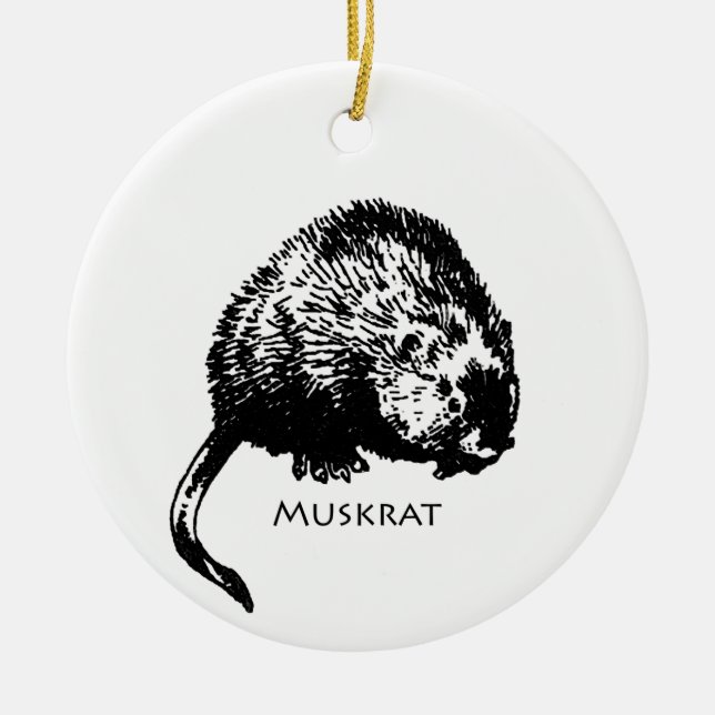 Muskrat (illustration) ceramic tree decoration (Front)
