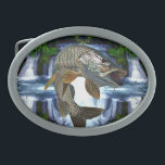 Musky Belt Buckle<br><div class="desc">A big musky splashing out of the water. A fisherman's dream</div>