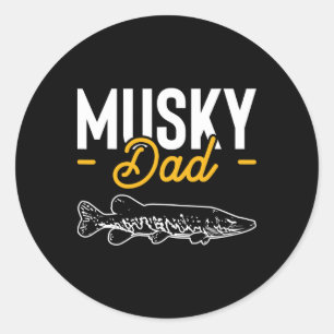 Musky Dad Fathers Day Musky Muskellunge Pike Fish  Classic Round Sticker