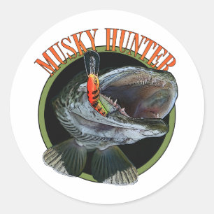 Musky hunter 7 classic round sticker