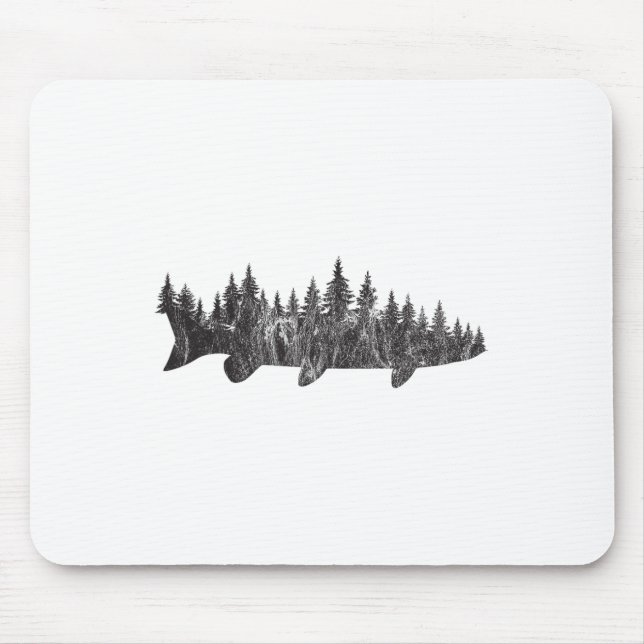 Musky Pine Forest Treeline - Outdoor Fishing Angle Mouse Mat (Front)