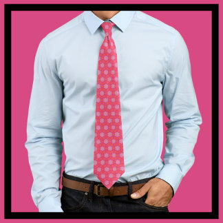 Musky Pink Stars & Funky Pink Orange Circles Tie